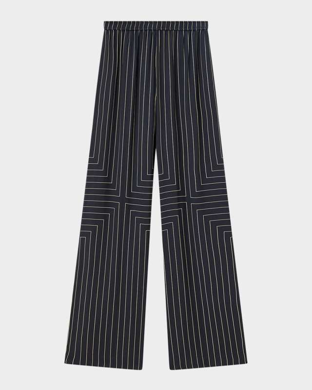 Hulin Wide-Leg Geometric Crepe Trousers